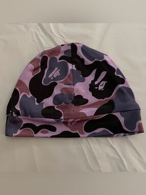Bape Purple Camo skullcap with Ape Head Pattern